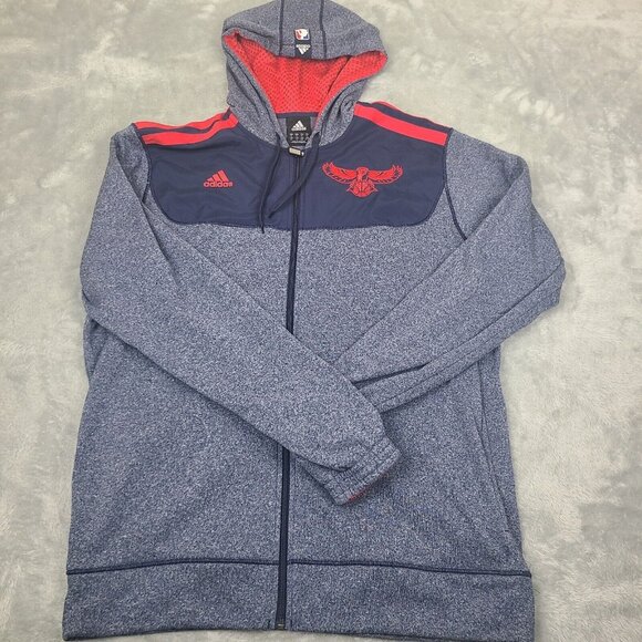 Atlanta Hawks Adidas NBA Basketball Hooded Sweatshirt XL Blue & Gray Team Hoodie - Picture 1 of 9